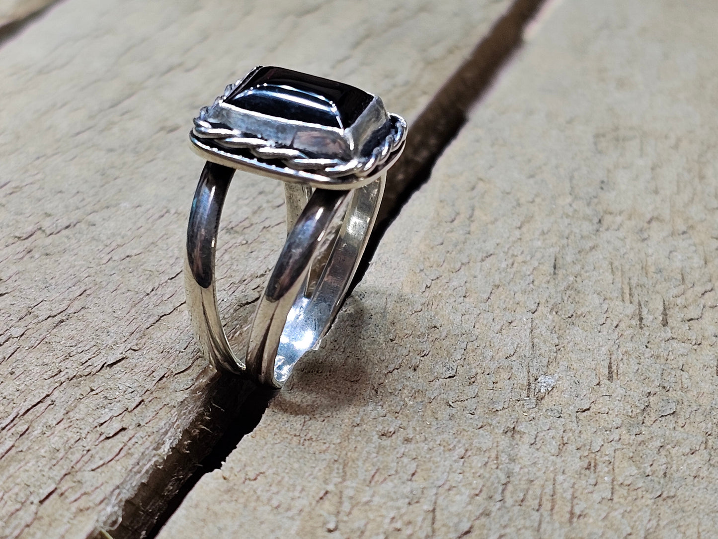 Onyx Entwine Sterling Ring