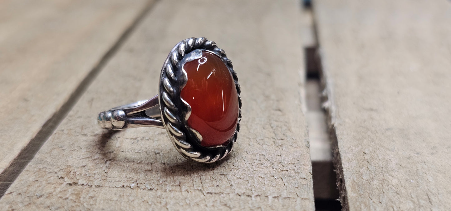 Crimson Elegance Sterling Silver Ring