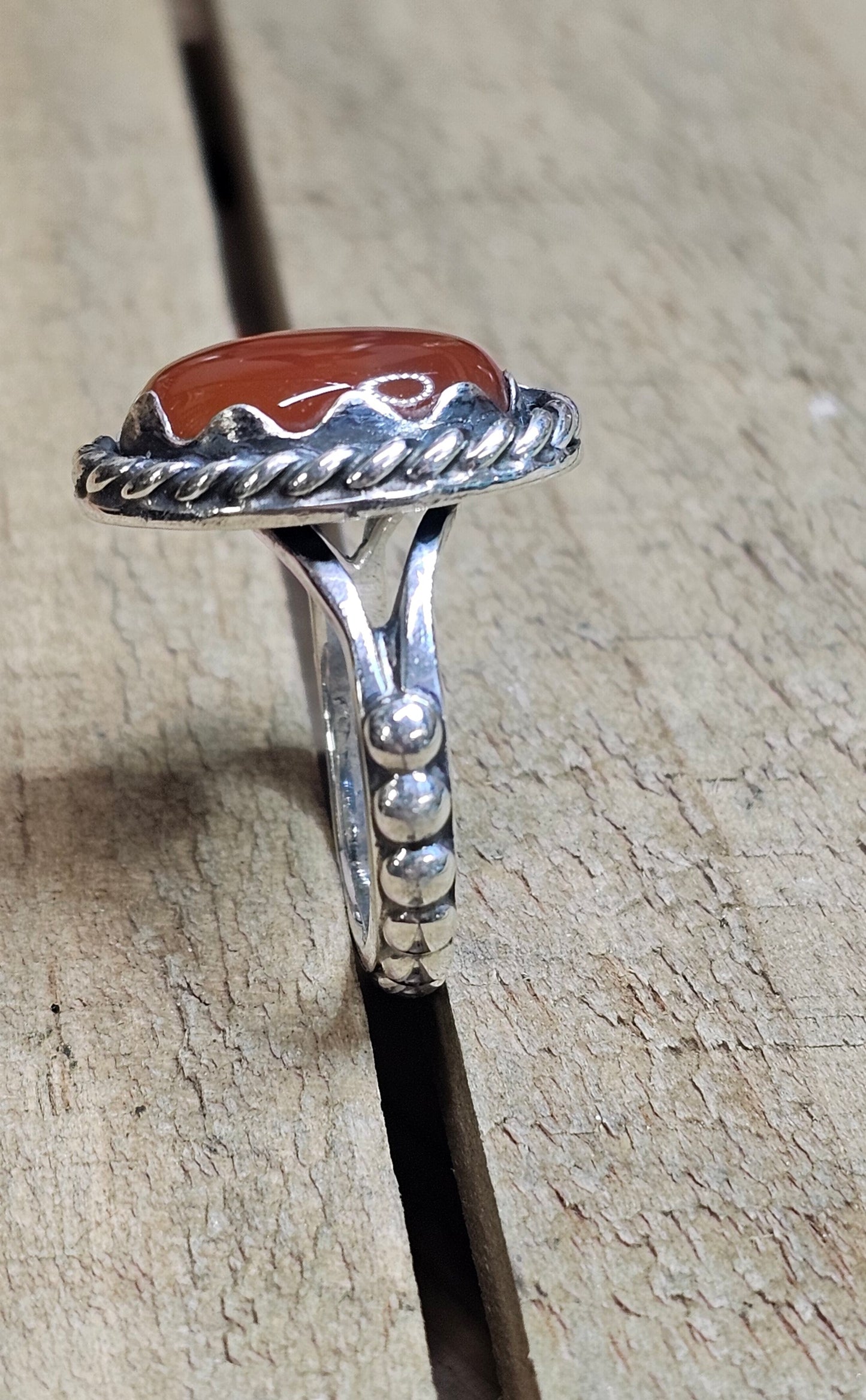 Crimson Elegance Sterling Silver Ring