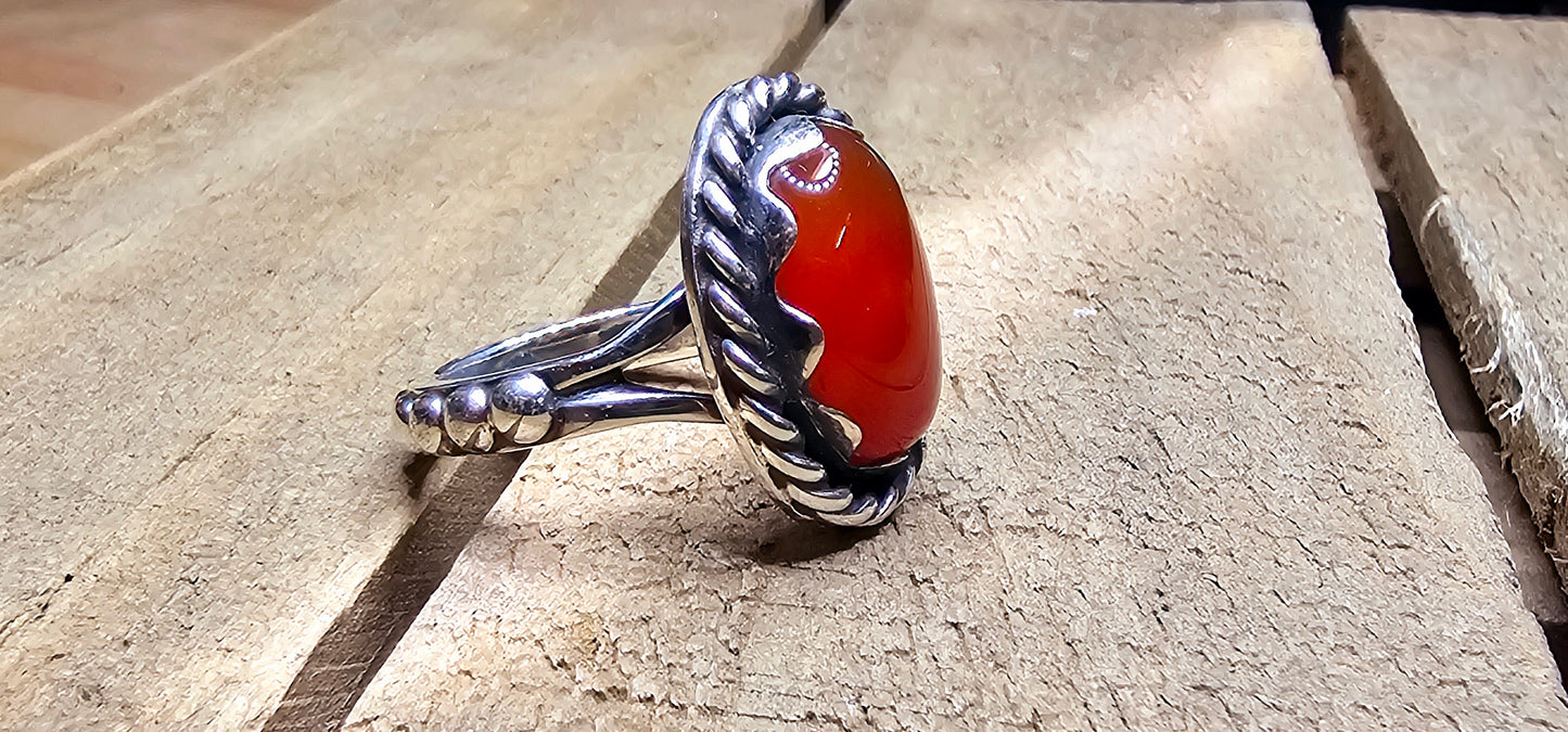 Crimson Elegance Sterling Silver Ring