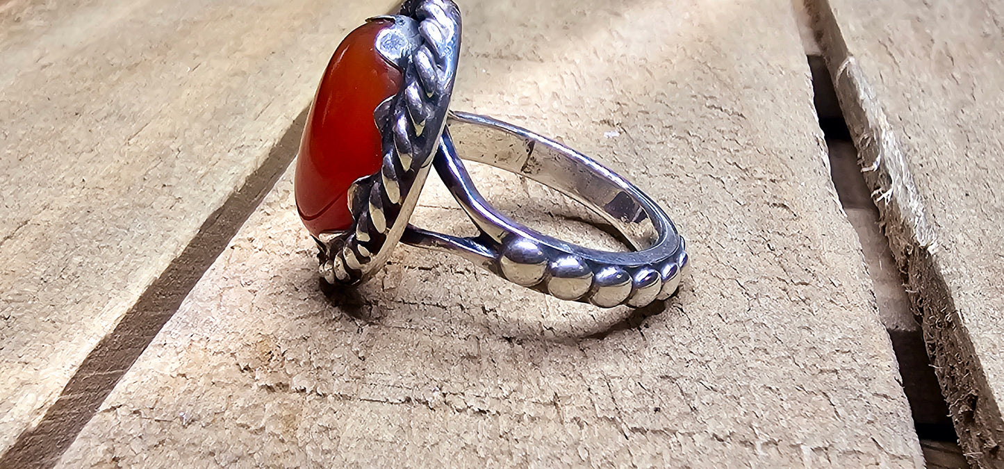 Crimson Elegance Sterling Silver Ring