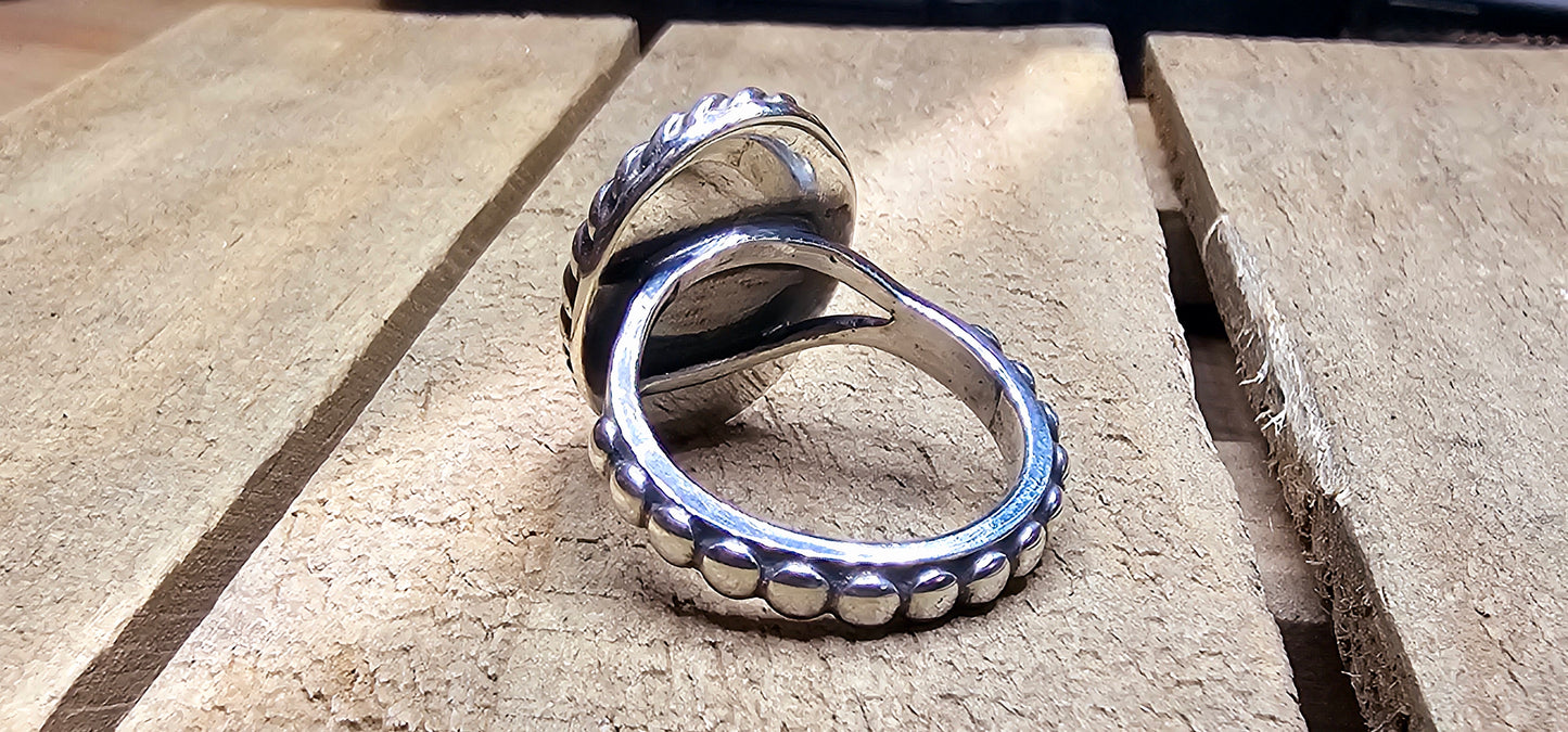 Crimson Elegance Sterling Silver Ring